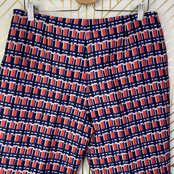 Piazza Sempione Audrey Print Crop Tapered Pants Pink & Navy Blue Size US 10 - Picture 5 of 11
